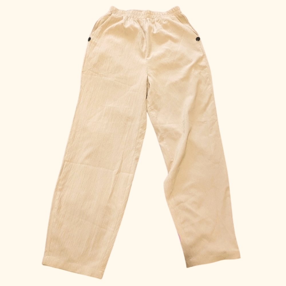 BNWOT size med, comfy, casual lightweight beige pants, never worn!!